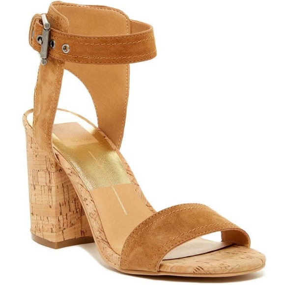Dolce Vita Cally Saddle Tan Suede Buckle Heels Sandals Size 9 - Picture 1 of 8